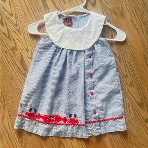 Lil Cactus Blue and White Striped Dress with Red Accents Size 3T
